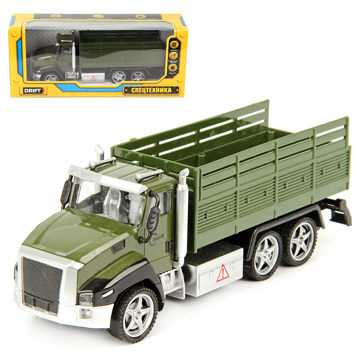 Машина спецтехника MILITARY TRUCK 1:36, метал. кабина, инерц.