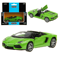 Машина металлическая 1:43 Lamborghini Aventador LP700-4 Roadster. Дв.Откр., цв.зелен., инерц.