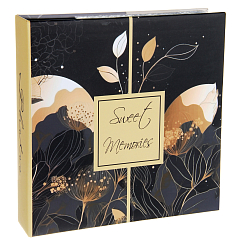 Фотоальбом 200ф 10X15cм, бум.карм.с мемо, клеевой пер-т, черные страницы