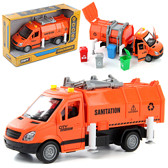 Спецтехника мусоровоз, фрикция, со св. и зв., оранжевый