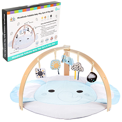 Развивающий коврик детский "Слоник", деревян дуги,диам. 90 см, в коробке