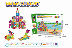 Конструктор магнитный 184 детали 51х35х5 см.