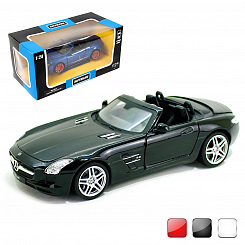 Машина мет. Mercedes-Benz SLS AMG 1:24. Кабрио. Дв,багаж,капот откр.,пер.колеса повор.