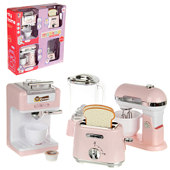Игровой набор бытовой техники, св., зв., тостер, миксер, блендер, кофемашина 58х11.5х23.5
