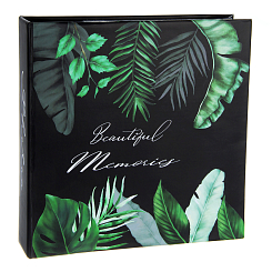 Фотоальбом 200ф 10X15cм, бум.карм.с мемо, клеевой пер-т, черные страницы