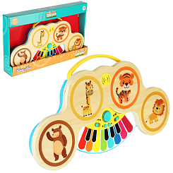 Развивающая игрушка Барабаны "Животные" (дерев панель) 39-26,2-6,3 см, на бат, в кор.