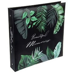 Фотоальбом 500ф 10X15см, ПП карм, пер-т 3-кольца, черные страницы