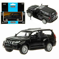 Машина металлическая 1:42 Toyota Land Cruiser Prado двери откр., цв. черный, инерция