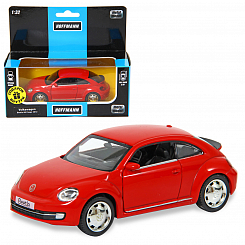 Машина металлическая Volkswagen Beetle A6 Coupe 2012, 1:32, двери откр., инерция, цв.красный/синий