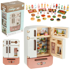 Игровой набор "Холодильник" розовый с акс. на бат. 17.1х9.4х25.7