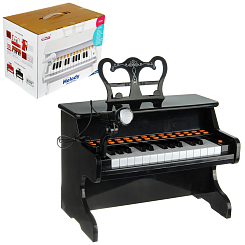 Пианино на бат., 25 клавиш, с микрофон., черн., 43-27-32 см, в кор.