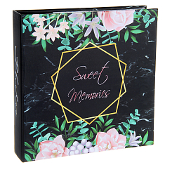 Фотоальбом 200ф 10X15cм, бум.карм.с мемо, клеевой пер-т, черные страницы