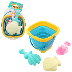 Песочный набор со складным ведром, 4 предм., сетка