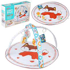 Развивающий коврик детский "Лисичка", 2 дуги, диам. 76 см, 4 игрушки, в коробке