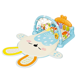 Развивающий коврик детский "Зайка" свет, звук, 1 дуга, 5 игрушек, голуб, в кор