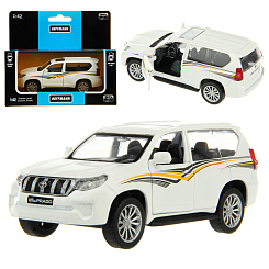 Машина металлическая 1:42 Toyota Land Cruiser Prado двери откр., цв. белый, инерция