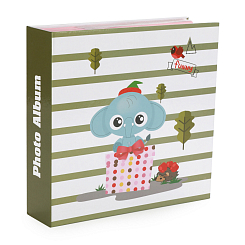 Фотоальбом 200ф 10X15cм, бум.карм.цвет.с мемо, клеевой пер-т