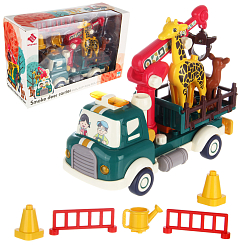 Развивающая игрушка "Машина-конструтор Зоопарк", с паром, на бат., в кор.