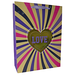 Сумка плотная  32х26х12 см декор выборочная лакировка и аппликация с фольгой, ручки ленточки