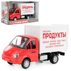 A071-H11007 МАШИНА ИНЕРЦ. ФУРГОН ПРОДУКТЫ, СВЕТ+ЗВУК, ОТКРЫВ. ДВЕРИ, РУСС. СЕРИЯ 9077-A В РУСС. КОР в кор.2*12шт