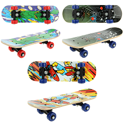 Скейтборд дер. 43X13см, колеса PVC  в асс