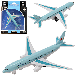 Самолет металлический инерционный со светом и звуком 777-5 (синий), 1:420