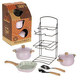 Игровой набор посуды розовый 15.5*13.2*25.6