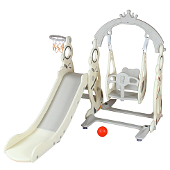 Игровой комплекс " Космос" с пластмассовой горкой, качелями, баскет. Кольцом