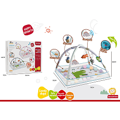 Развивающий коврик детский "Кроко", 2 дуги, 5 игрушек, 18 шариков,  размер 75-75 см, в кор. 53-49-6 