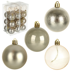 Н-р из 24-ти пластиковых шаров, 6см, жемчужный, шампань