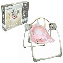Электрокачели-шезлонг детские "Птички" розов.,3 режима, 2 игрушки, муз. ,в кор.
