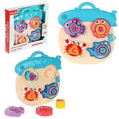 Развивающая игрушка "Сортер Водный мир" синий, на бат, свет/звук, 26-24-6 см, в кор.