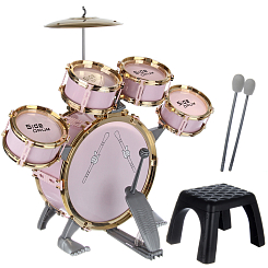 Барабанная установка (5 барабанов:диам 30 см, 17,5 см  и 13,5 см) , со светом,  в кор.