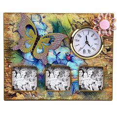 Рамка "ретро" с часами 15,5х19,5х2см.