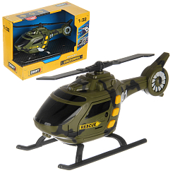 Вертолет Военный 1:32, со св. и зв., зеленый., в кор.