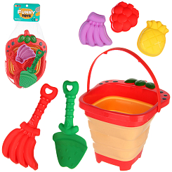 Песочный набор со складным ведром "Клубника"