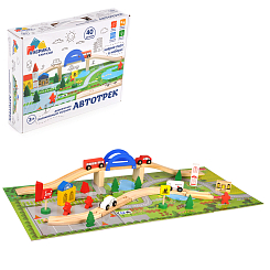 Деревянная игрушка "Автотрек", 40 дет., 32х24.5х6