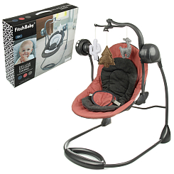 Электрокачели-шезлонг детские "Мамины объятия"  терракотовый,3 режима, 3 игрушки, муз. ,в кор.