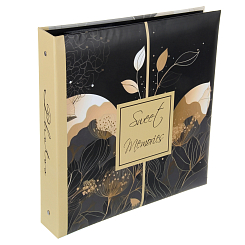 Фотоальбом 500ф 10X15см, ПП карм, пер-т 3-кольца, черные страницы