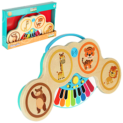 Развивающая игрушка Барабаны "Животные" (дерев панель) 39-26,2-6,3 см, на бат, в кор.