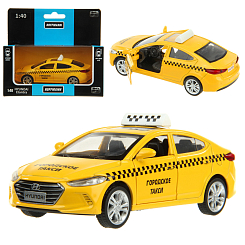 Машина металлическая 1:40 HYUNDAI ELANTRA Taxi. Двери откр., цв. желтый, инерция