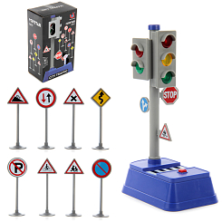 Набор "Дорожные знаки" со светофором, свет, 14,1х9,1х24, кор.