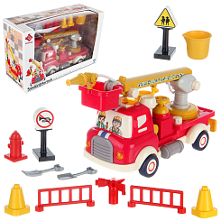 Развивающая игрушка "Машина-конструтор Пожарная", с паром, на бат., в кор.