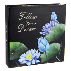 Фотоальбом 200ф 10X15cм, бум.карм.с мемо, клеевой пер-т, черные страницы