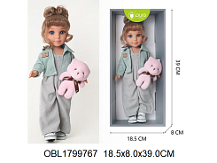 Кукла "Эмма" с плюшевым другом медвежонком 18,5*8*39