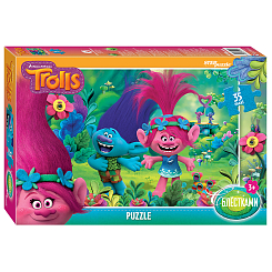 Арт.91232 Мозаика "puzzle" 35 MAXI "Trolls. Глиттер" (DreamWorks)