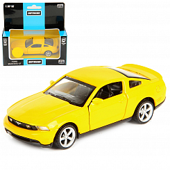 Машина металлическая 1:43 Ford Mustang GT. Дв.Откр., цв.желт., инерц.