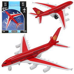 Самолет металлический инерционный со светом и звуком  777-5 (красный), 1:420
