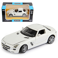 Машина мет. Mercedes-Benz SLS AMG 1:24. Дв.и капот откр., пер.колеса повор.