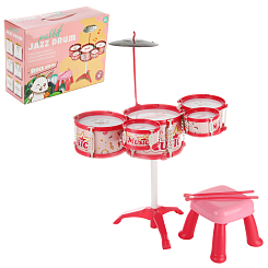 Барабанная установка (5 барабанов:диам 21, 16 и 12  см), розов, в кор.